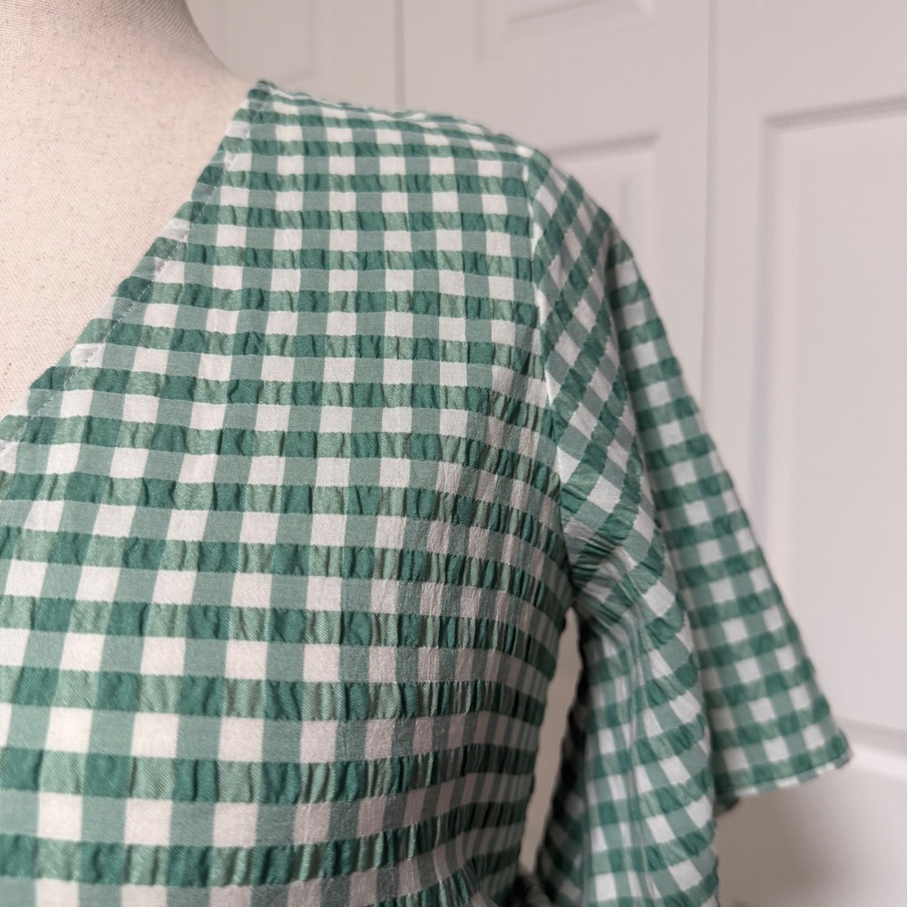 Loft Women's Fit and Flare Checkered Gingham Large dress cottagecore ruffle - Picture 9 of 10
